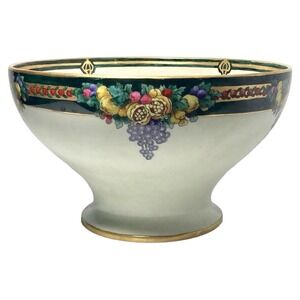 1890s Tressemanes & Vogt (T&V) Limoges Porcelain Iridescent Fruit Motif Bowl 10”